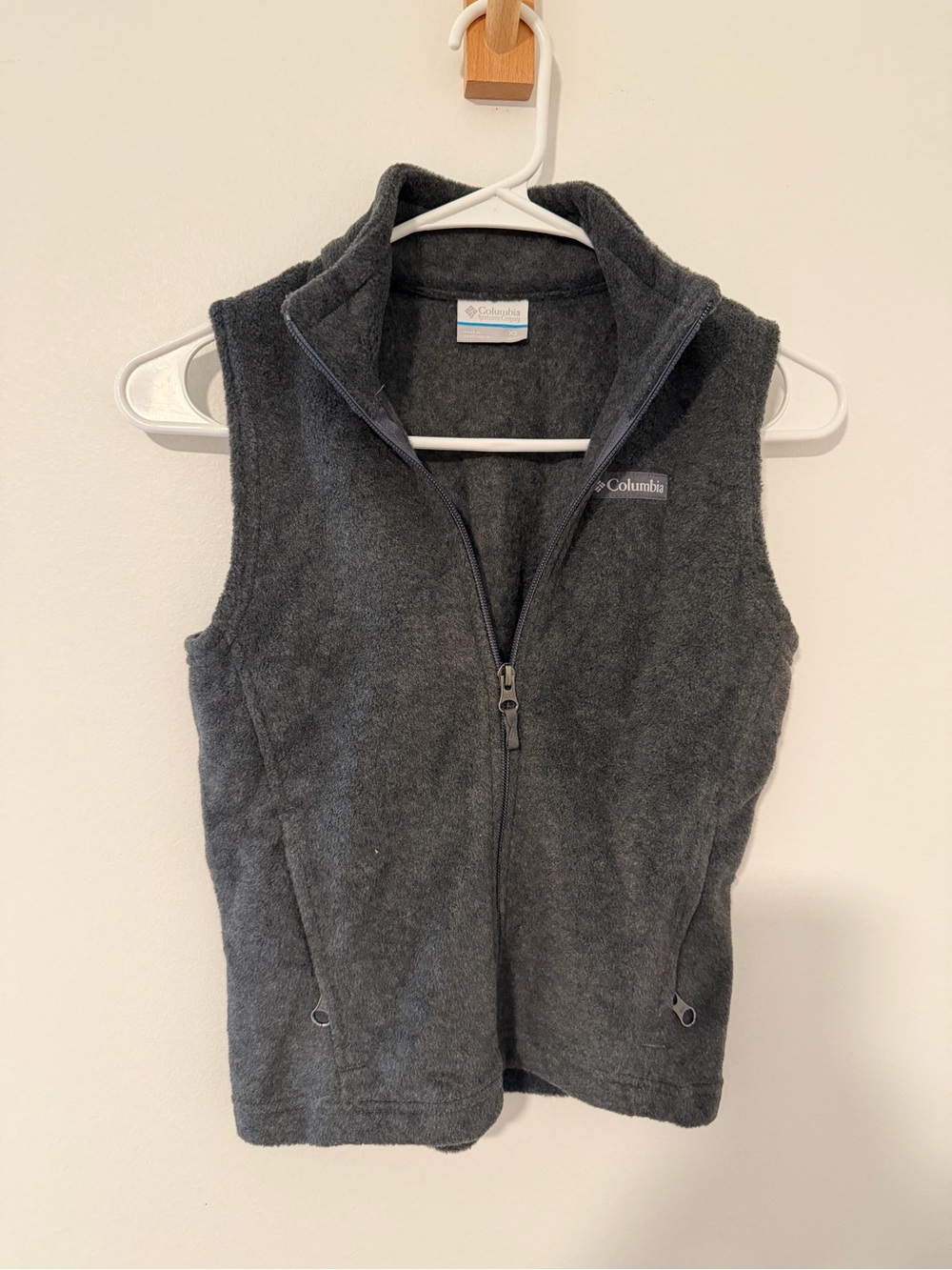 Columbia Women’s XS Charcoal Gray Full-Zip Fleece Vest Zip Pockets